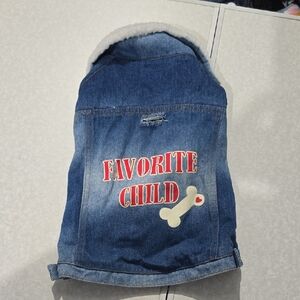 Denim Dog Jacket with‎ Red Lettering Size Medium